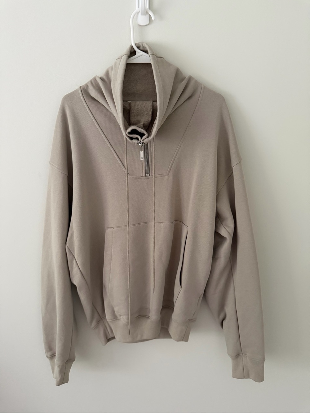 Helmut Lang Men's Beige-Taupe Half-Zip Hoodie Sweater